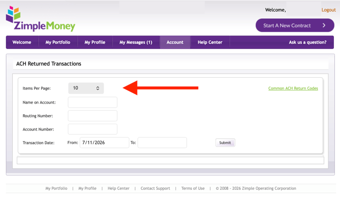 ACH Return Transaction Report