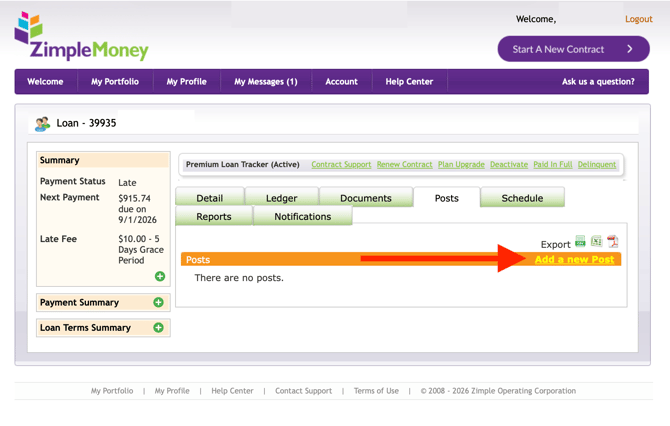 Add Post to Loan Contract