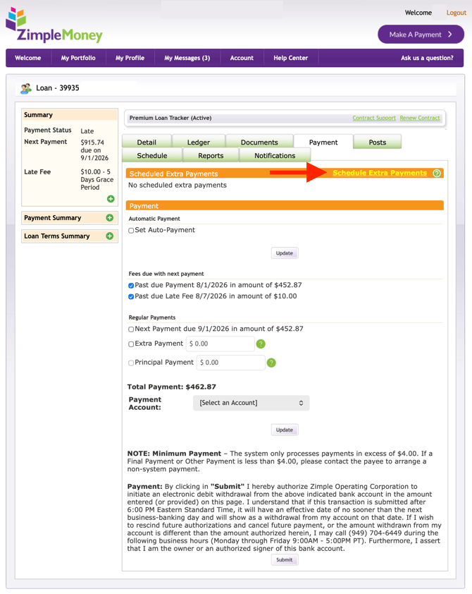Borrower - Schedule Extra Payments