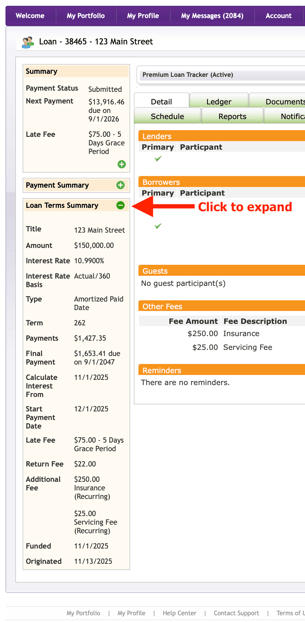 Borrower Loan Terms Summary 2