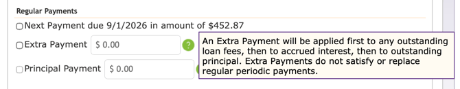 Borrower Regular Payment Add Extra Payment