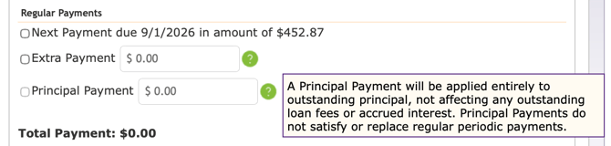 Borrower Regular Payment Add Principal Payment