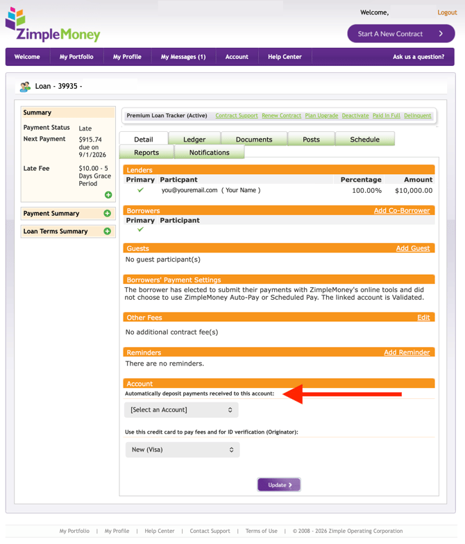 Change Deposit Account on a Loan