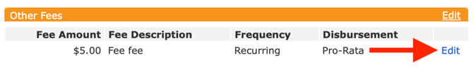Edit Fee Disbursement