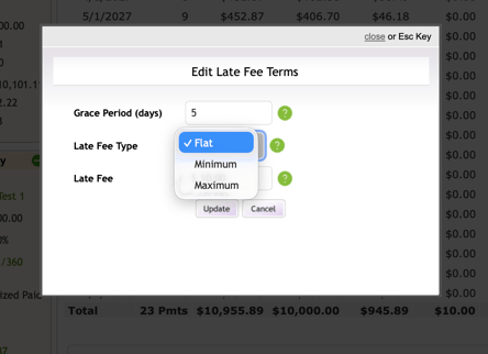 Edit Late Fee Terms - Type