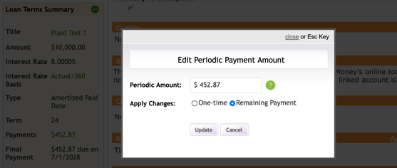 Edit Periodic Payment Amount