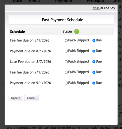 Edit Status of Past Payments
