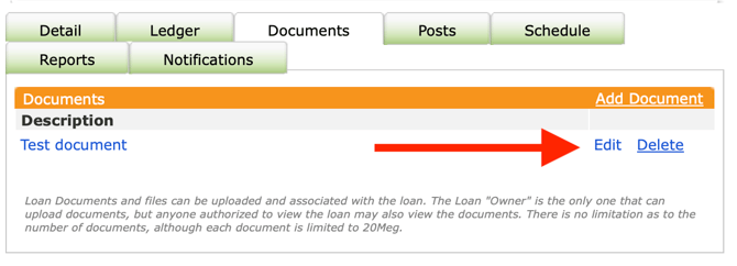 Edit or Delete Document on Loan Contract