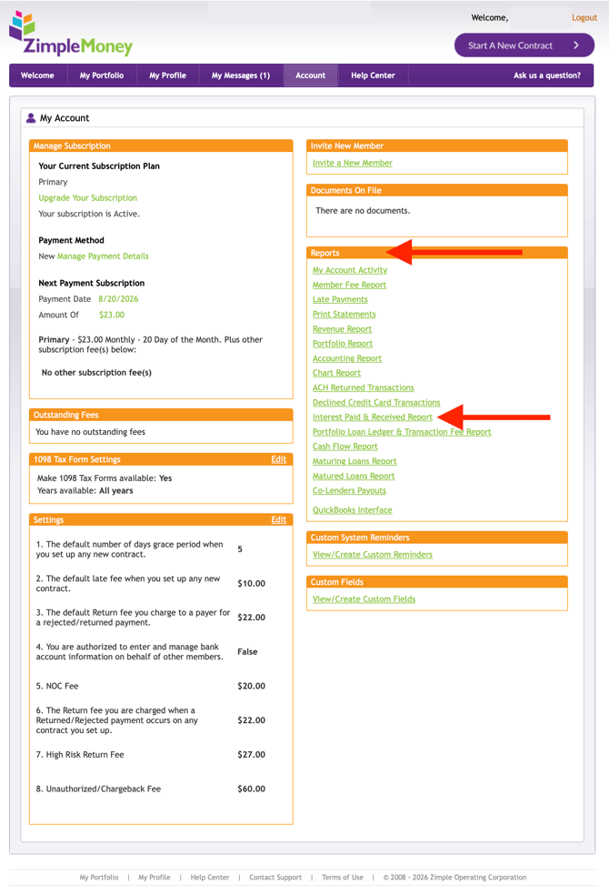 Find Interest Paid & Received Report