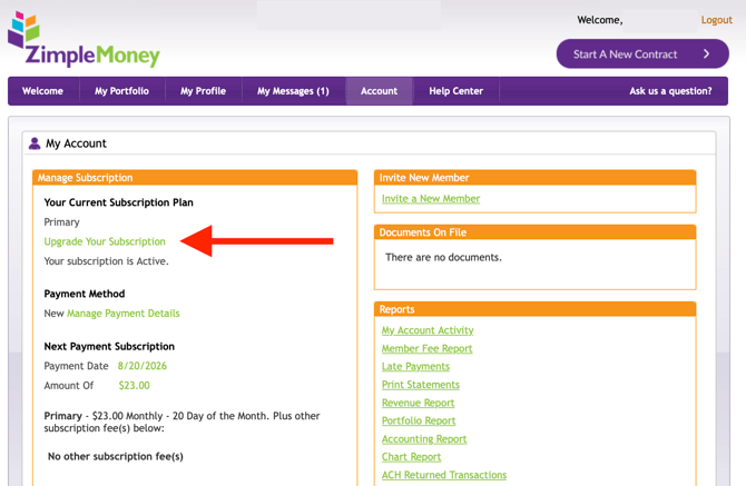 Manage Subscription