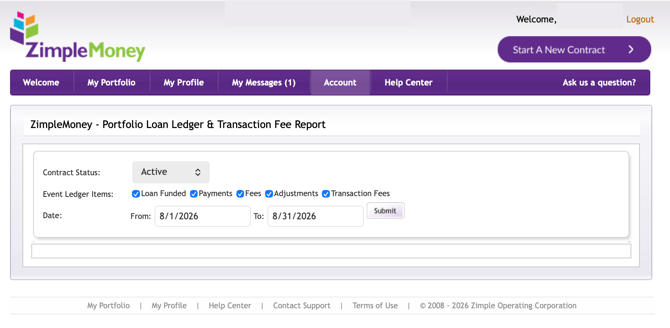 Portfolio Ledger & Transaction Fee Report