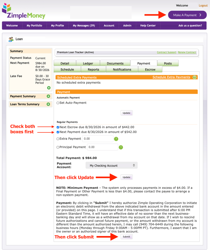 Separate Escrow Payments