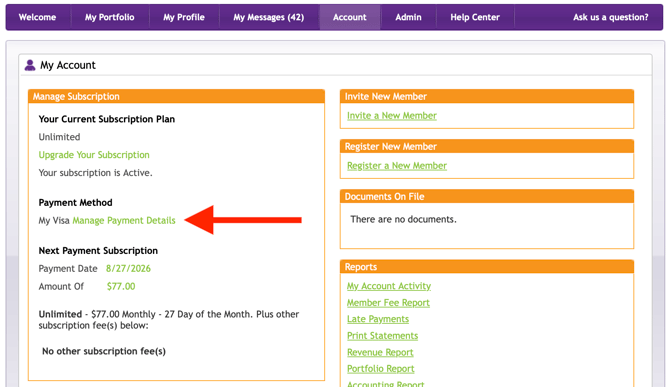 Update Payment Method on Subscription Plan 1