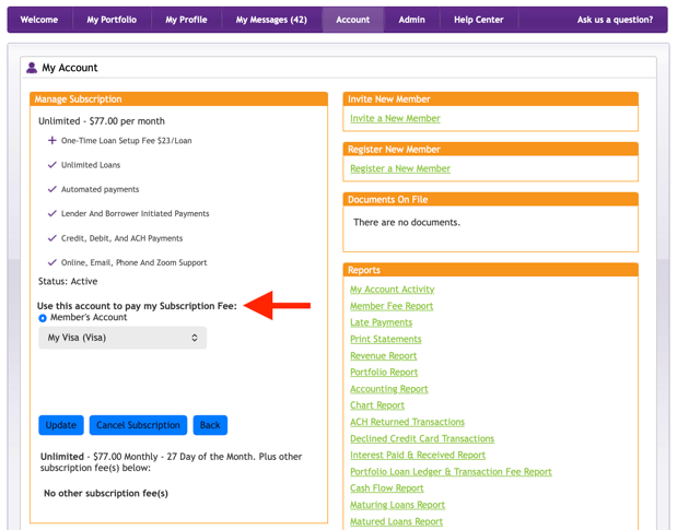 Update Payment Method on Subscription Plan 2