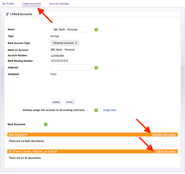 Upload Bank Documents to Validate