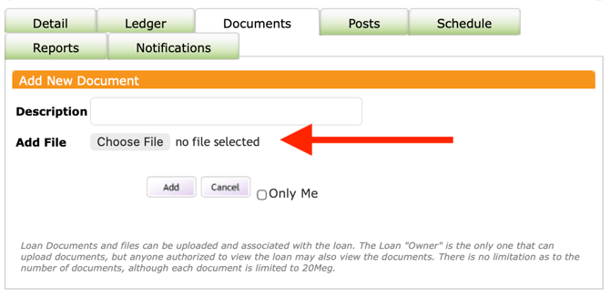 Upload Document to Loan Contract
