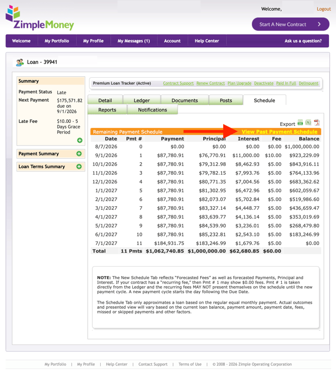 View Past Payment Schedule